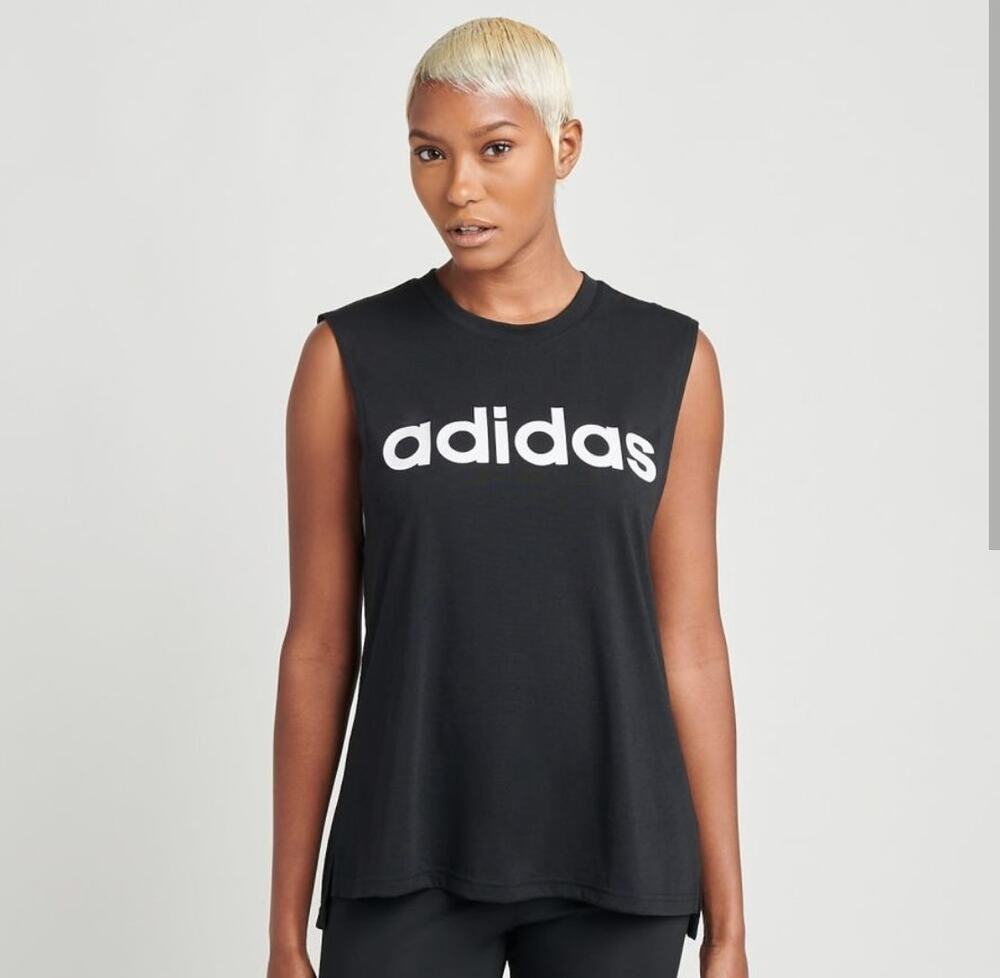Adidas Lin Sol Black White Workout Athleisure Activewear Tank Size Medium